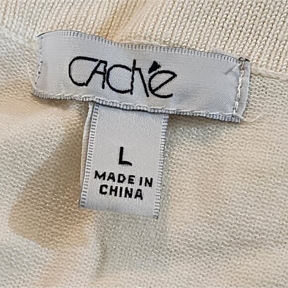 Cache Sequins‎ cowl neck winter white soft short sleeve sweater size large - Picture 5 of 6